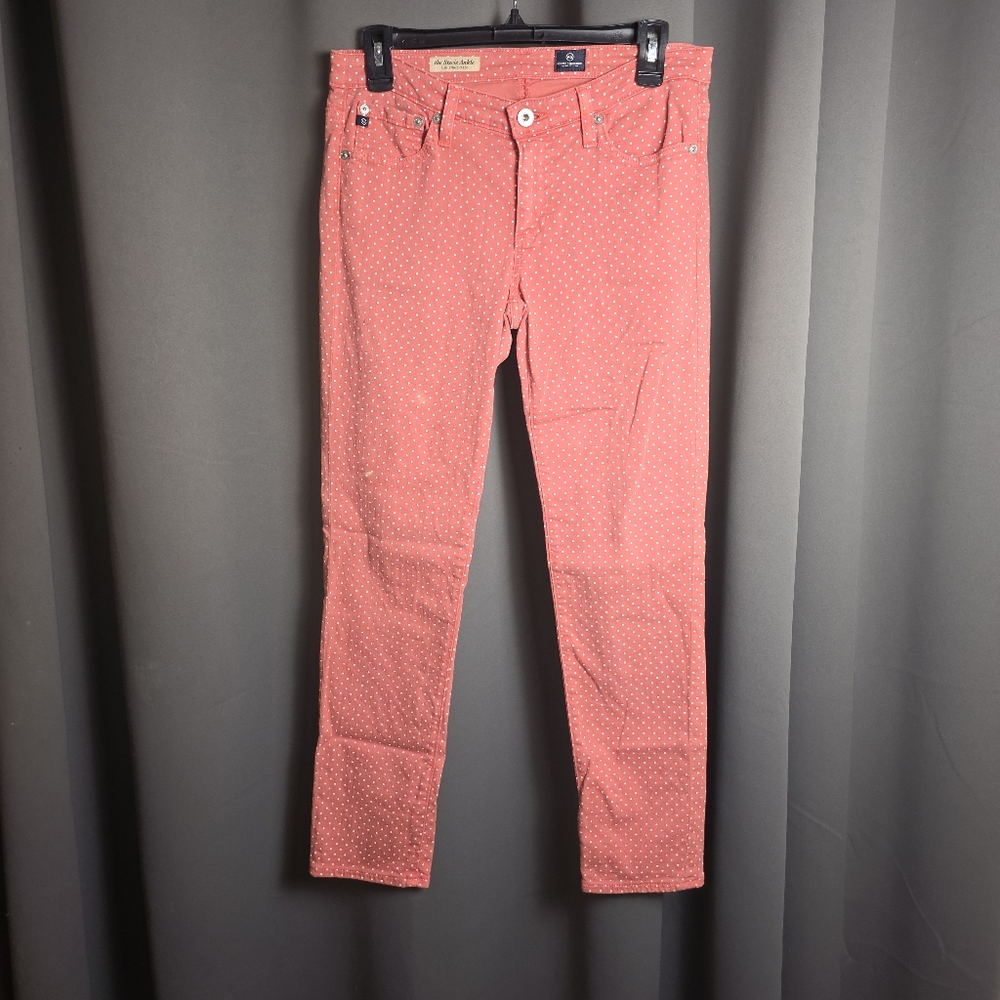 AG Adriano Goldschmied Stevie Ankle Slim Straight Polka Dot Jeans 28